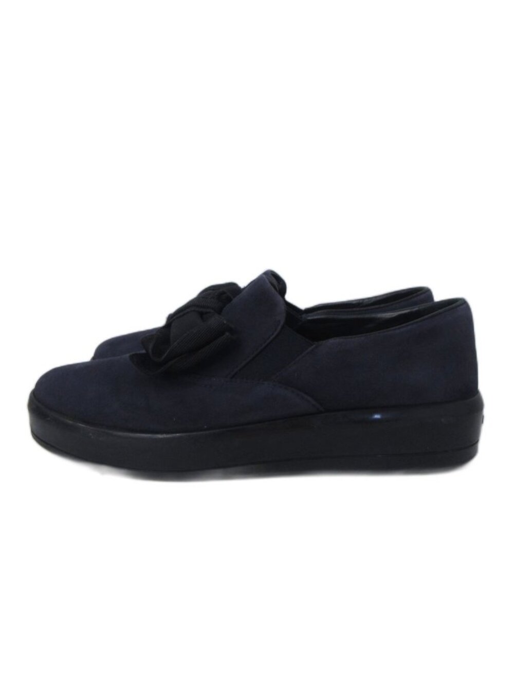 Prada Slip-on Sneakers Suede Thick Sole Ribbon Navy